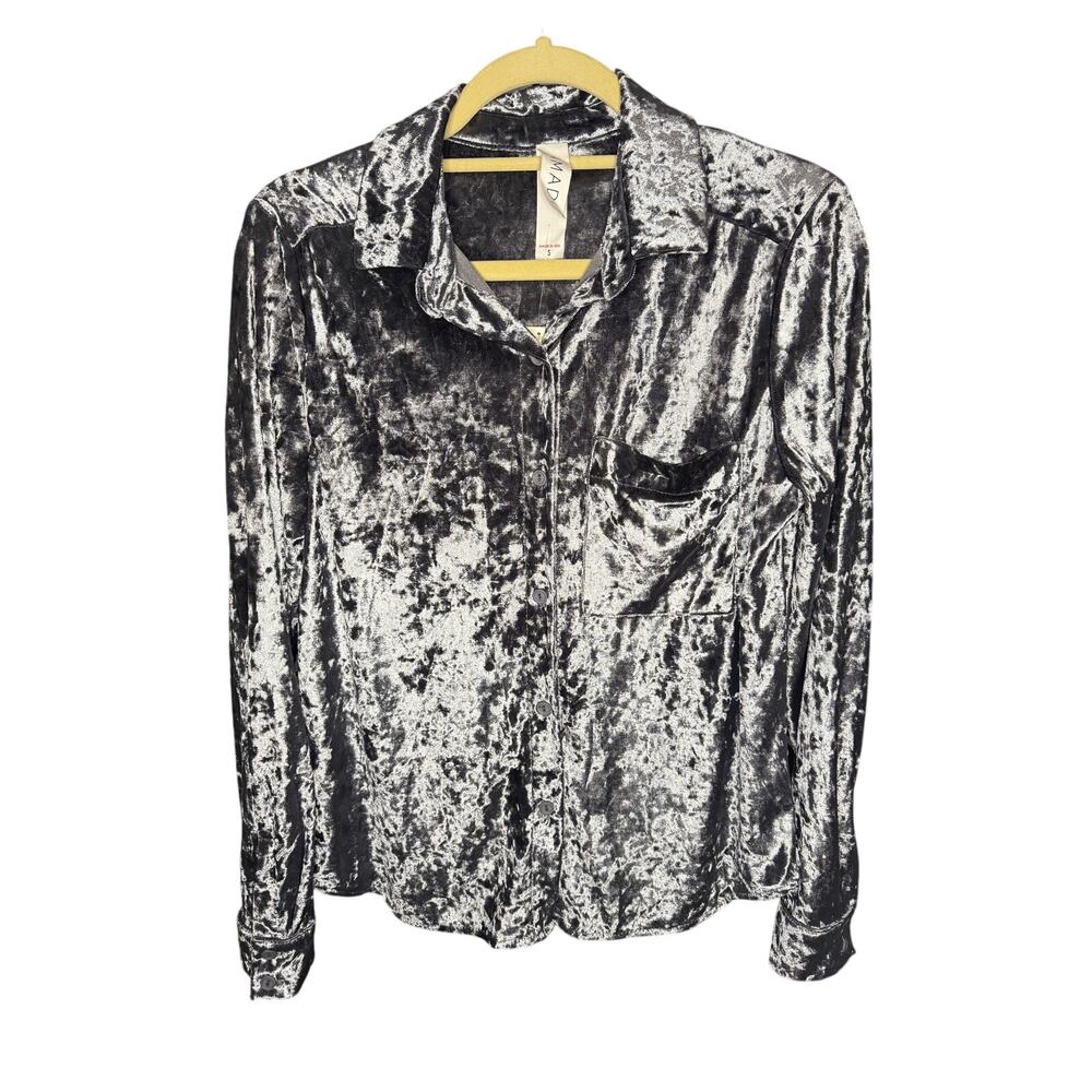 NWT Anthropologie Amadi Crushed Velvet Buttondown Top Size S